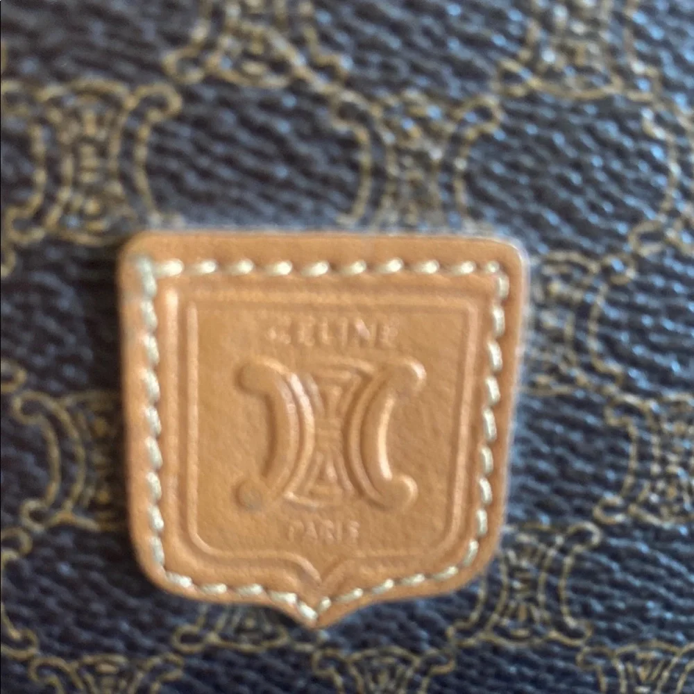 Celine Tan and Brown Logo Card Holder